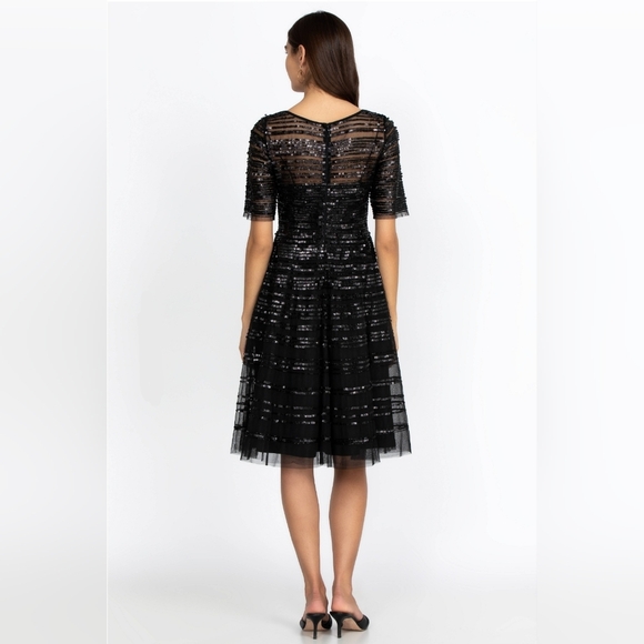 NWT Size 8 Johnny Was Black Beaded Sequin Cocktail Midi Dress - Picture 4 of 9
